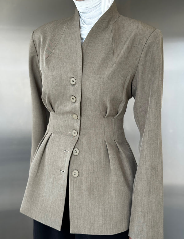 6 Buttons Blazer Waist Pleated