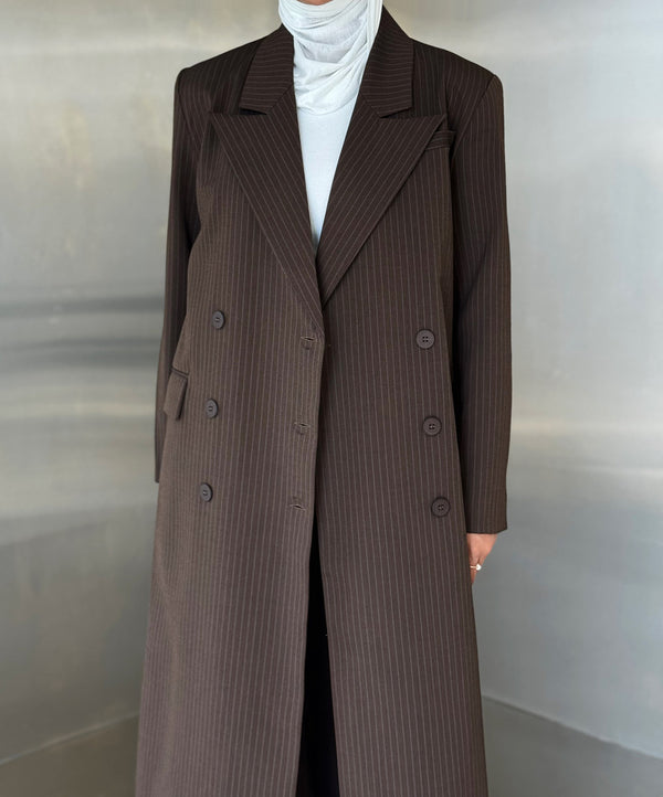 Loose Full Striped Long Blazer Set