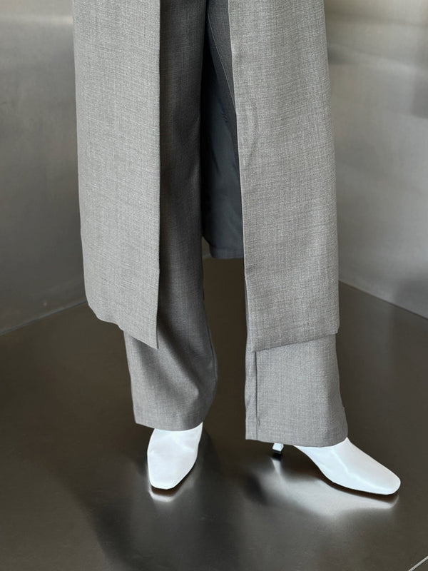 2-Welt Pockets  Long Blazer Set