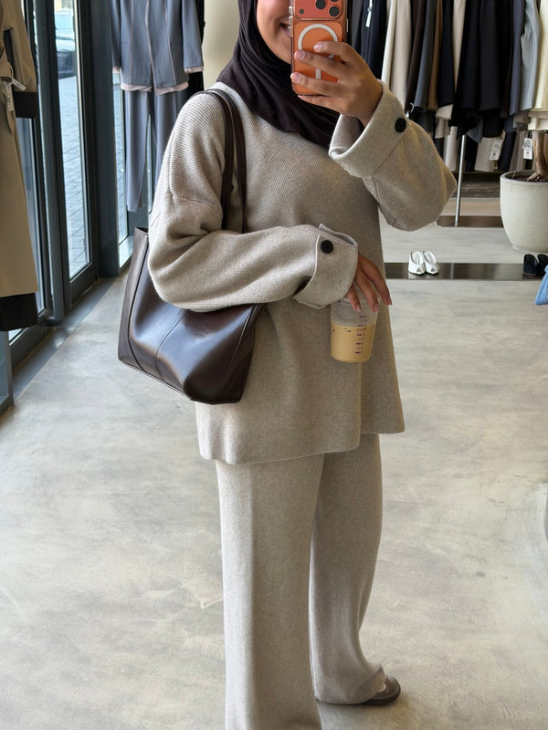 Button Cuff Knitted Set