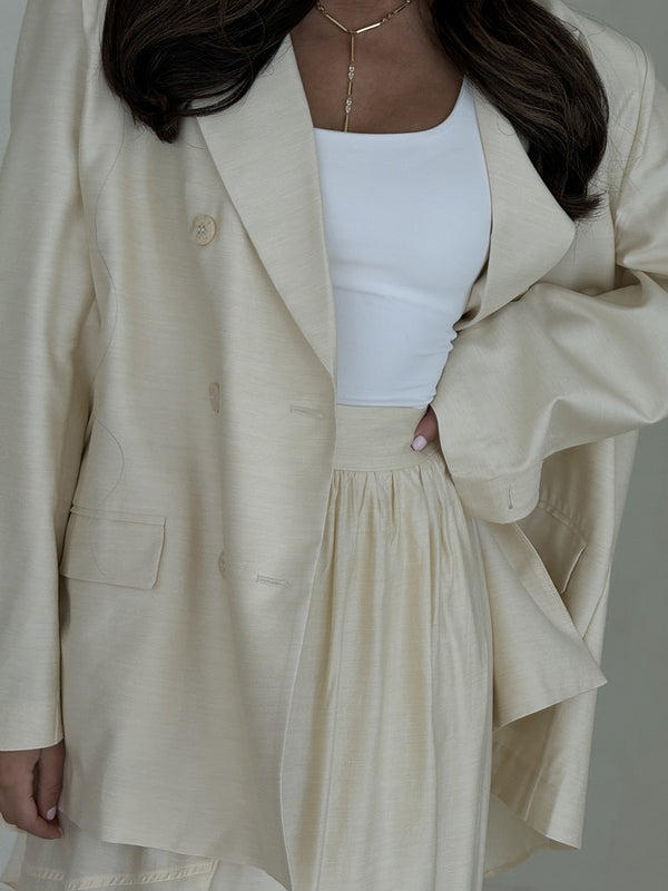 Back Hollow Top & Skirt 2PC Set 6Buttons