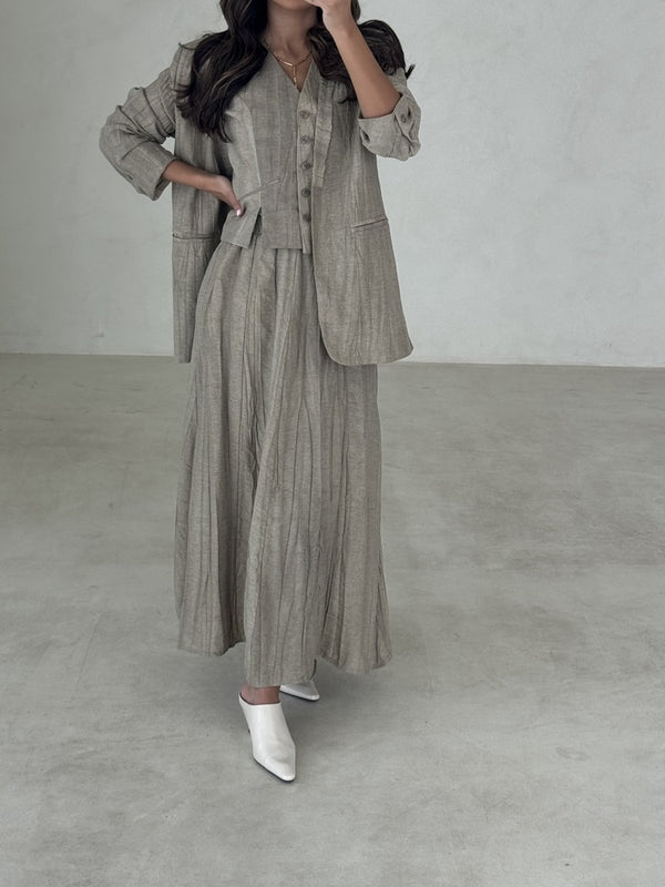 Retro 3PC Blazer Vest Skirt Set