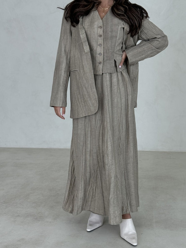 Retro 3PC Blazer Vest Skirt Set