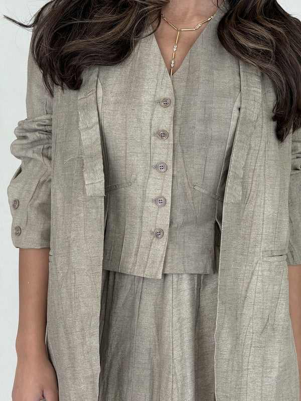 Retro 3PC Blazer Vest Skirt Set