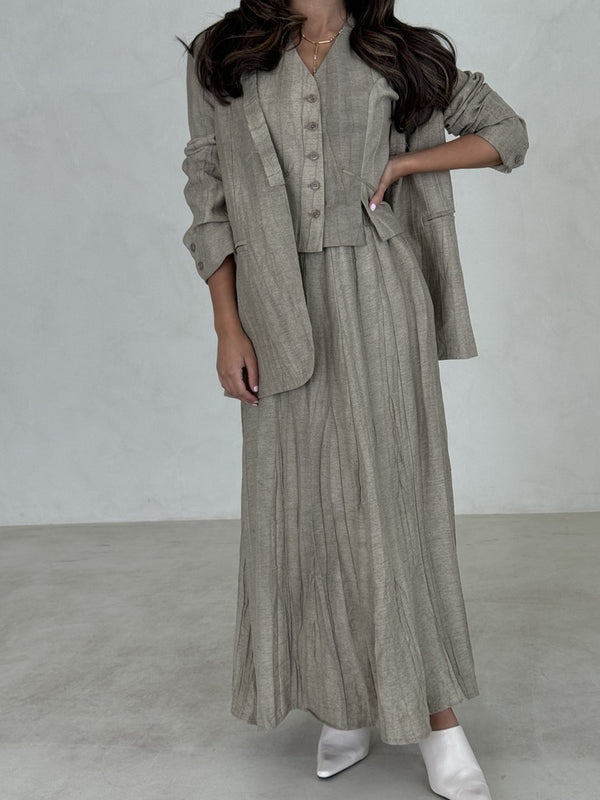 Retro 3PC Blazer Vest Skirt Set
