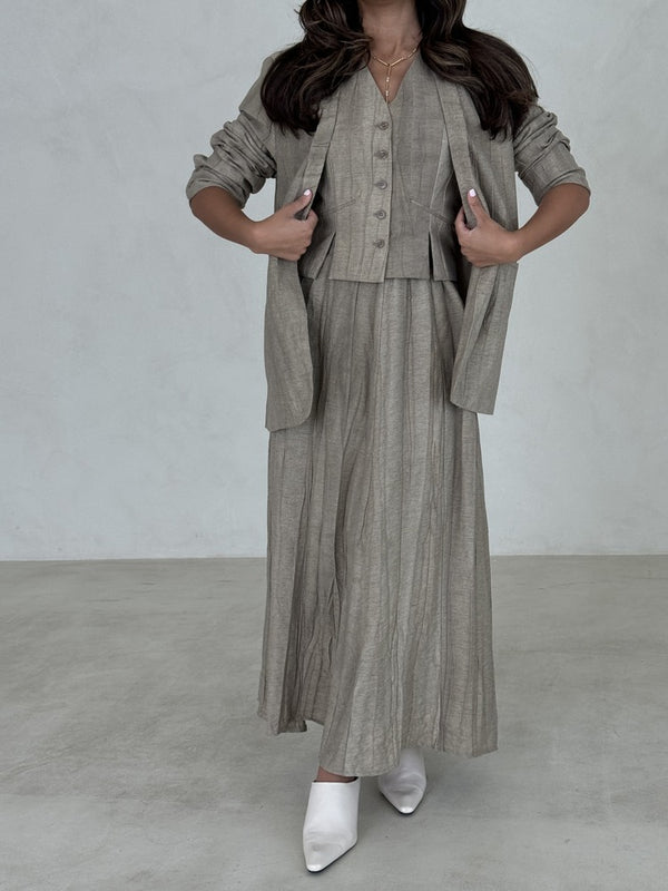 Retro 3PC Blazer Vest Skirt Set
