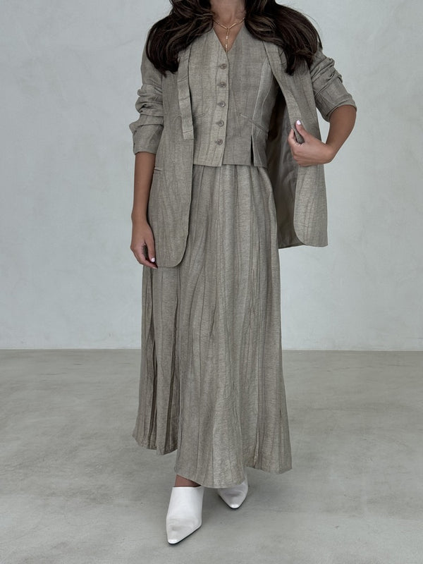 Retro 3PC Blazer Vest Skirt Set