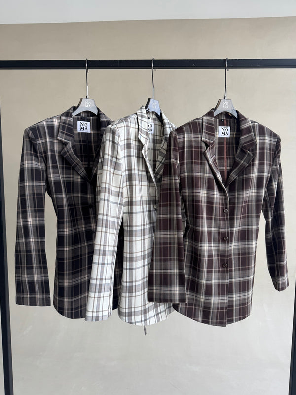 Belted Plaid Collared Shirt