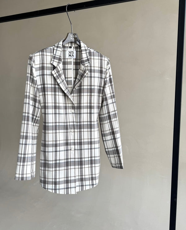 Belted Plaid Collared Shirt