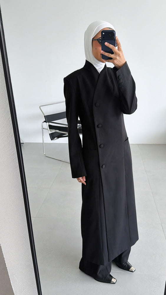 Full-length Asymmetrical Long Blazer