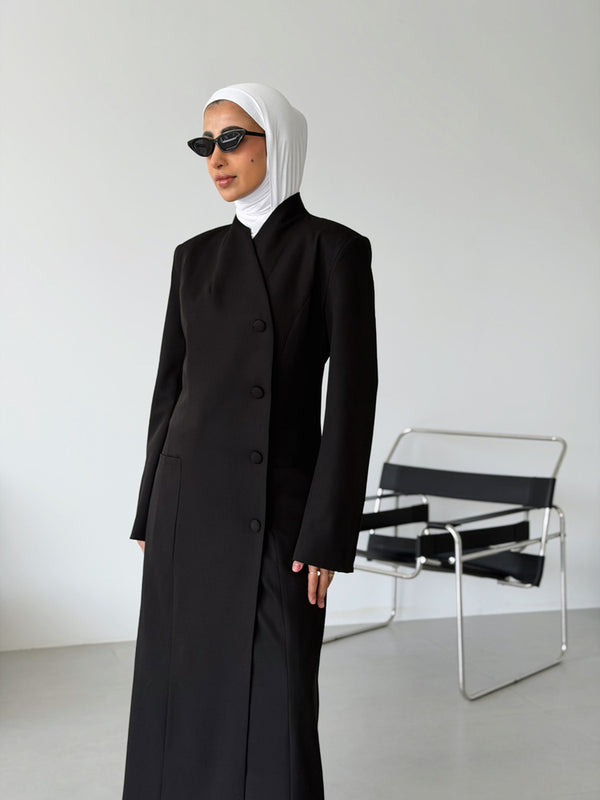 Full-length Asymmetrical Long Blazer