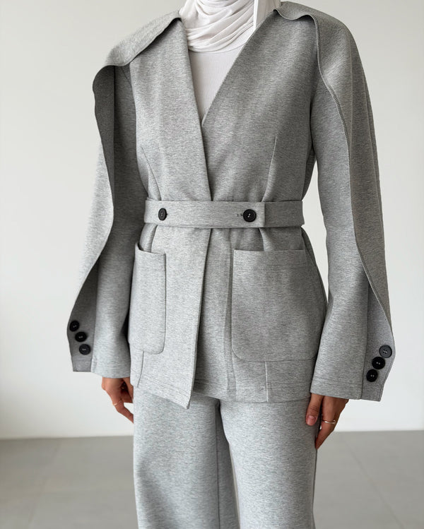 Cape Blazer Trouser Set w/ Belt