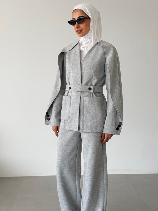 Cape Blazer Trouser Set w/ Belt
