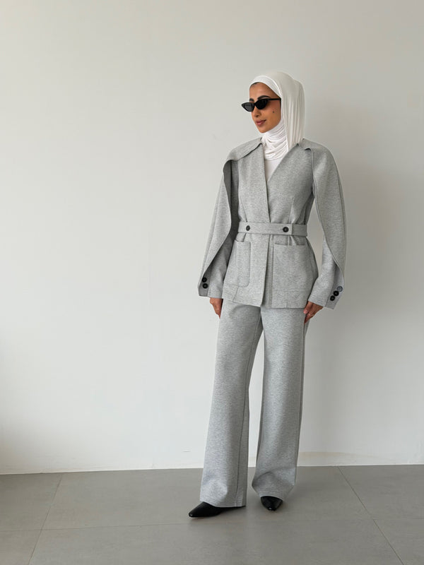 Cape Blazer Trouser Set w/ Belt