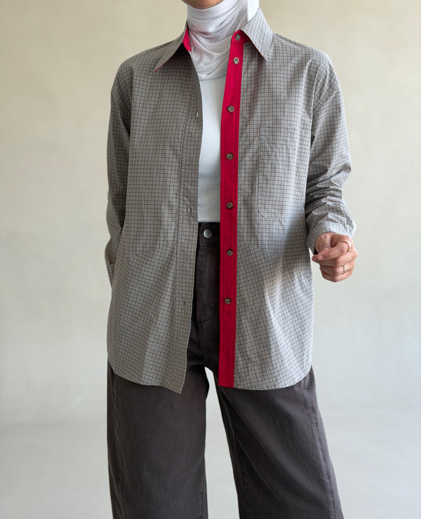 Double Layer Fine Plaid  Shirt