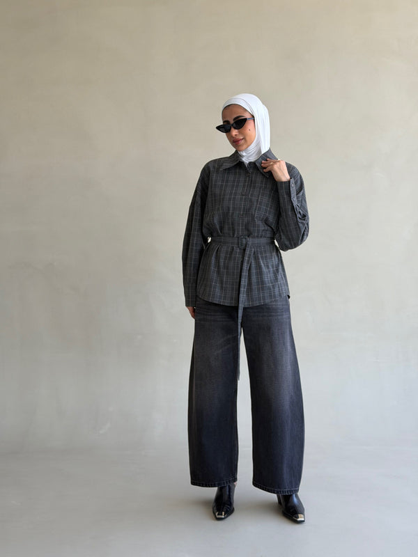 Checkered Shirt w/ Belt