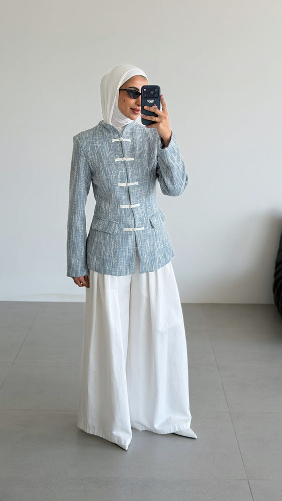 Tweed Knots Closure Blazer