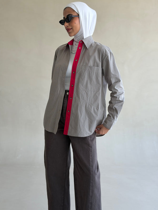 Double Layer Fine Plaid  Shirt