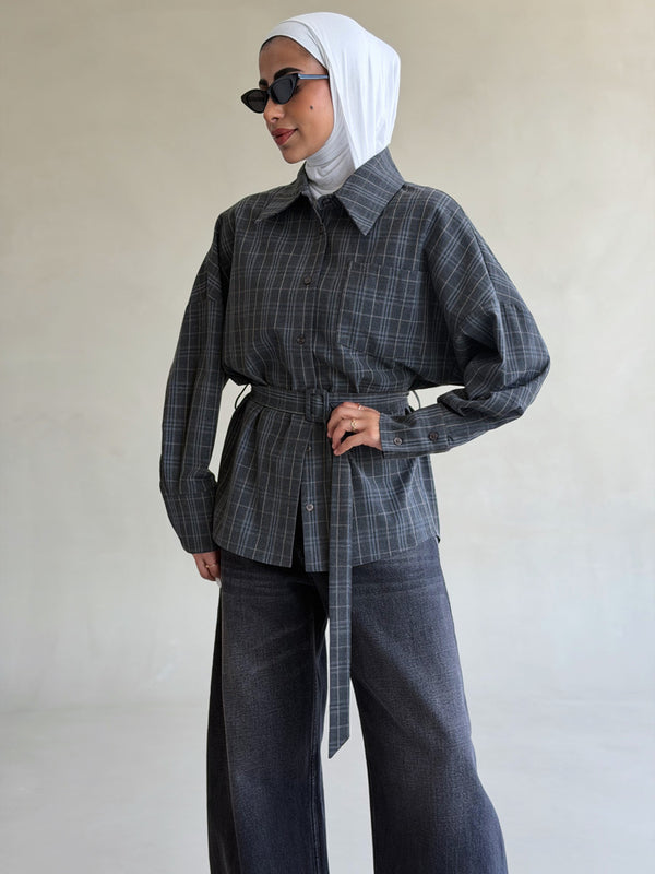 Checkered Shirt w/ Belt