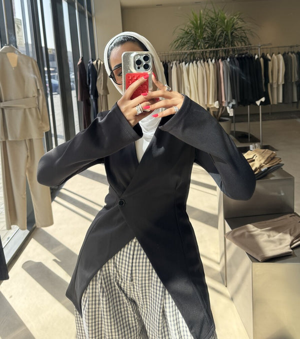 Asymmetrical One Button Blazer