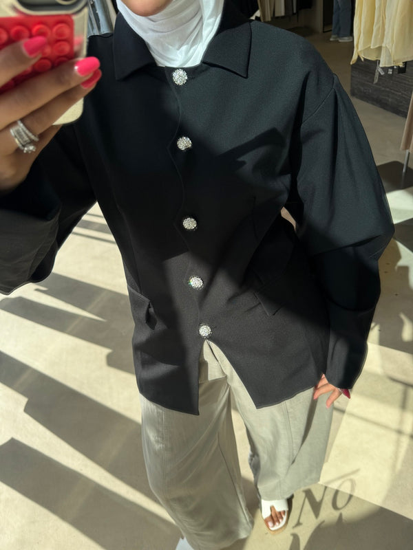 Silver-tone Button Blazer