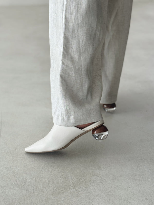 Wooden Marble Heeled Pumps