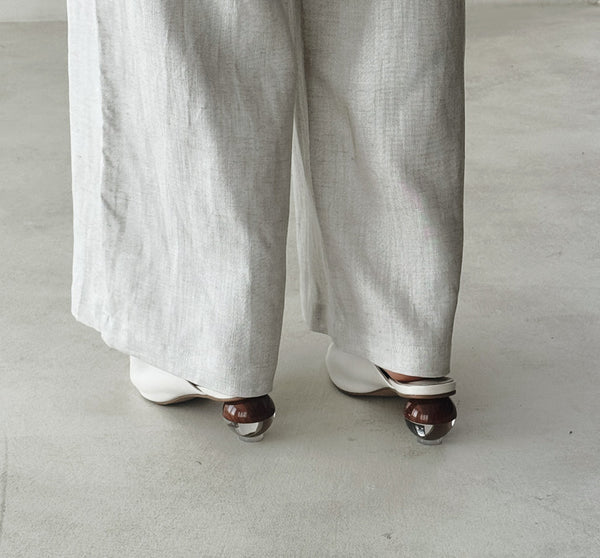Wooden Marble Heeled Pumps