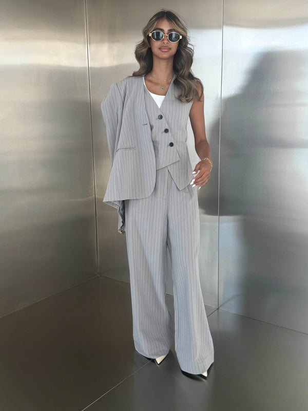 3PC Slanted Vest Stripe Set