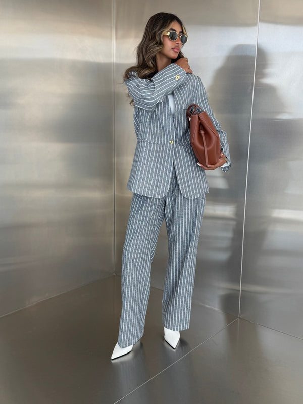 Triangular Golden Button Stripe Set