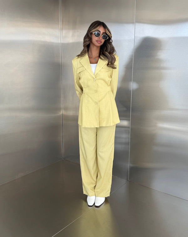 Chic Waisted Blazer Pants Setملابس كاملة / أطقم