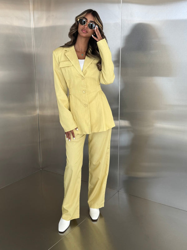 Chic Waisted Blazer Pants Setملابس كاملة / أطقم