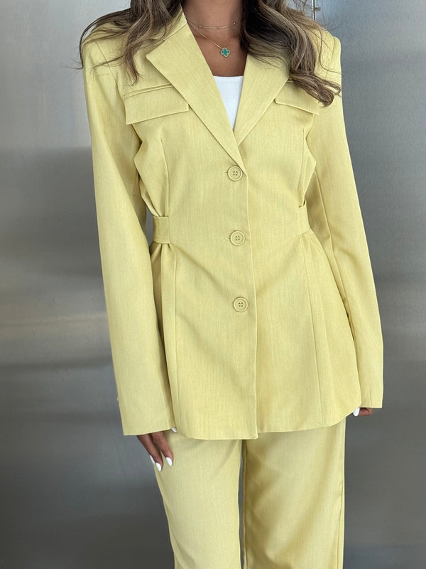 Chic Waisted Blazer Pants Setملابس كاملة / أطقم