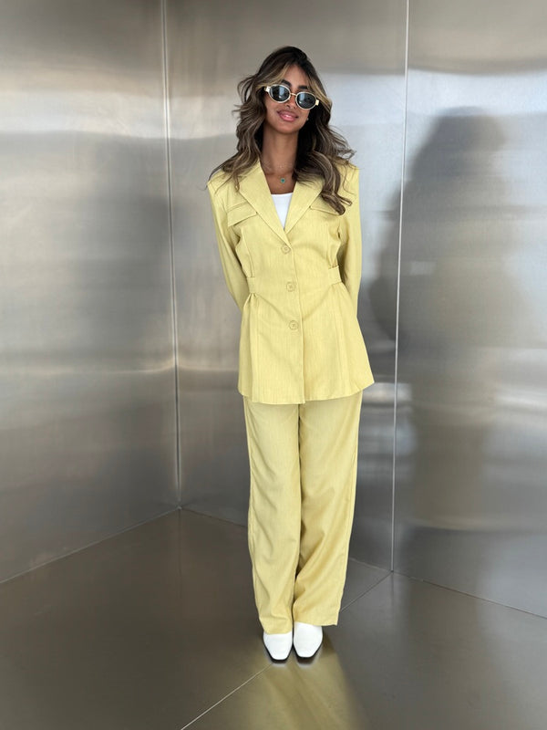 Chic Waisted Blazer Pants Setملابس كاملة / أطقم
