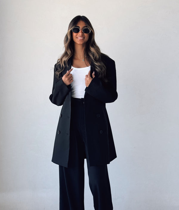 Side Slit Long Casual Blazer