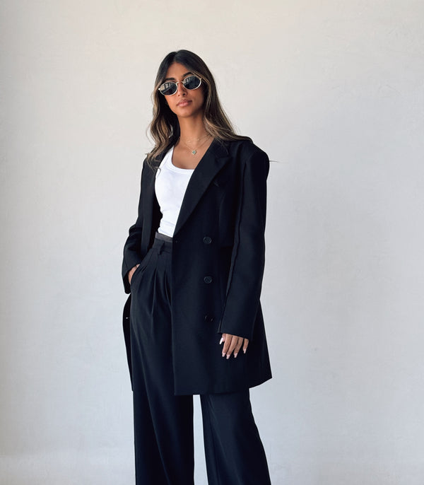 Side Slit Long Casual Blazer