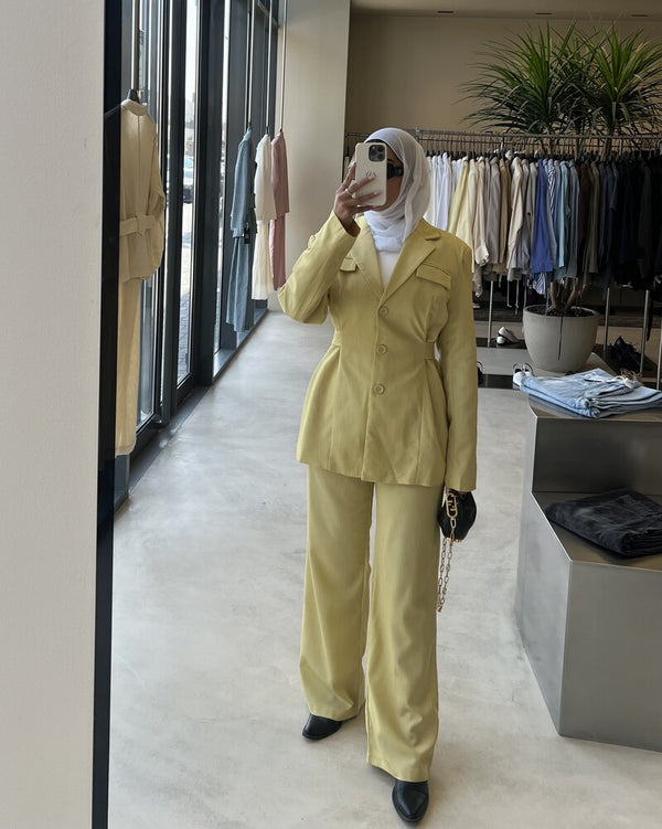 Chic Waisted Blazer Pants Setملابس كاملة / أطقم