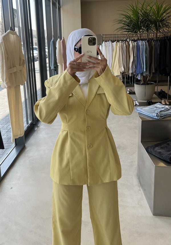 Chic Waisted Blazer Pants Setملابس كاملة / أطقم