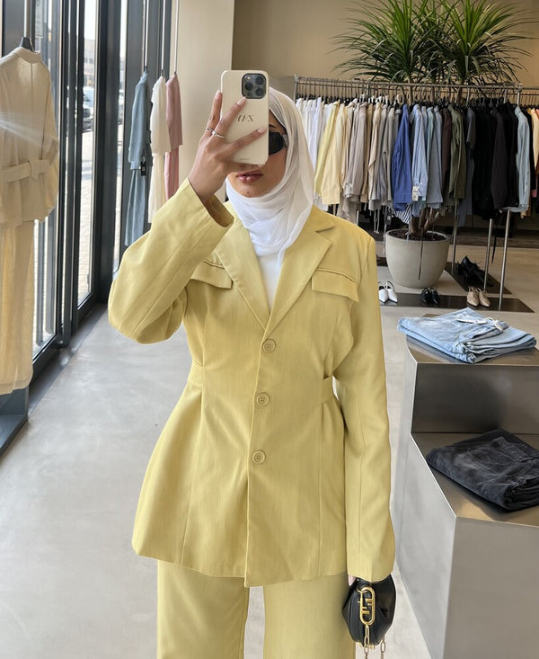 Chic Waisted Blazer Pants Setملابس كاملة / أطقم
