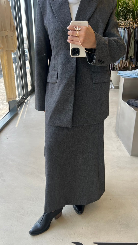 Loose One-Button Blazer Skirt Set