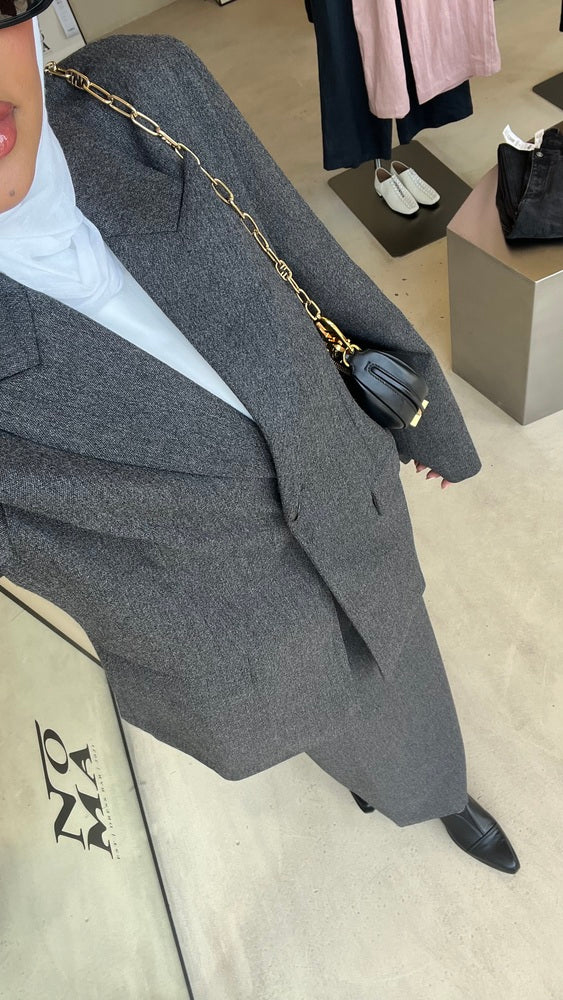 Loose One-Button Blazer Skirt Set