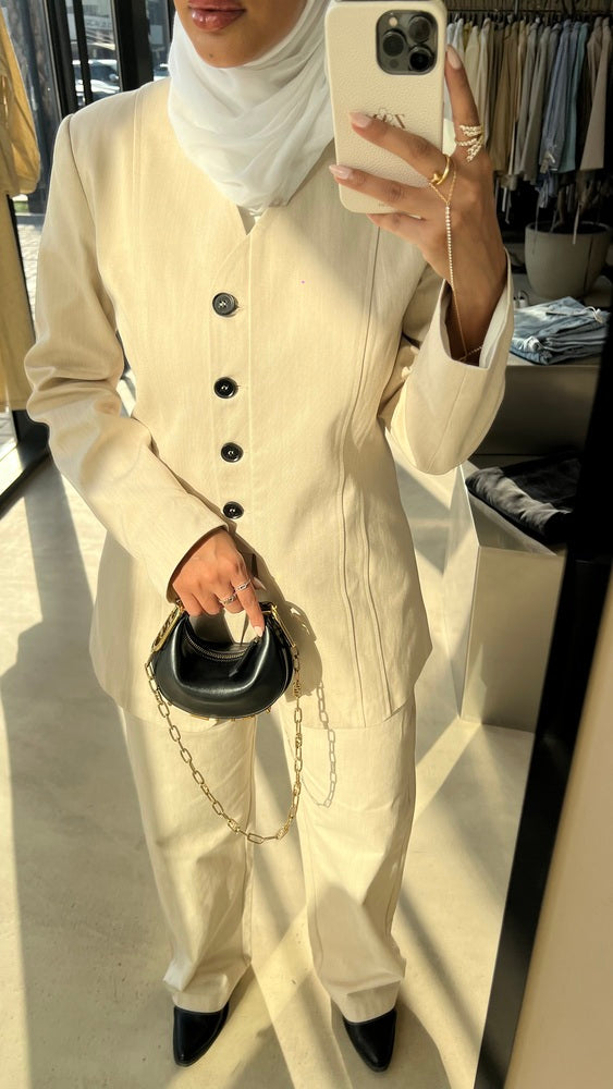 Minimalist Black Buttoned Sets
