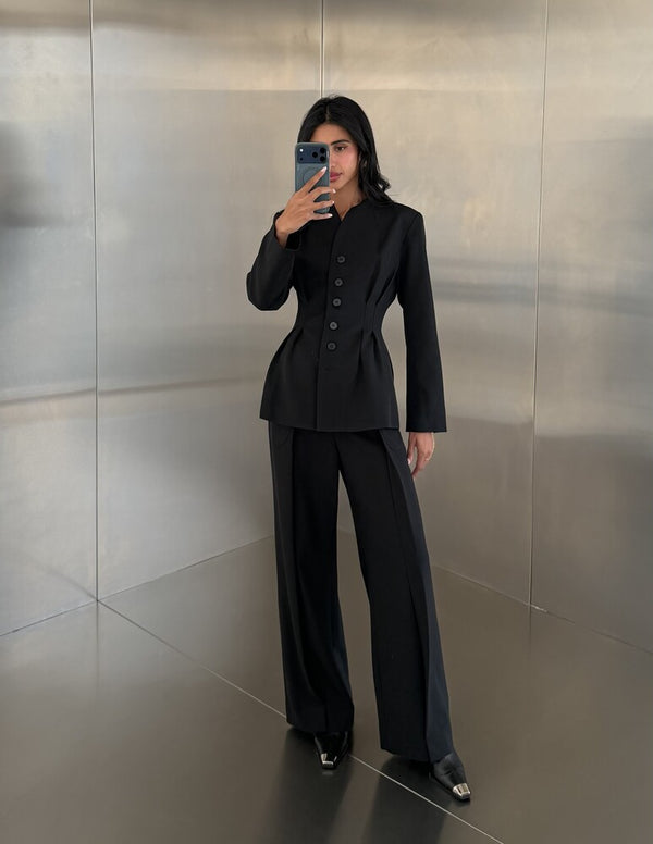 6 Buttons Blazer Waist Pleated