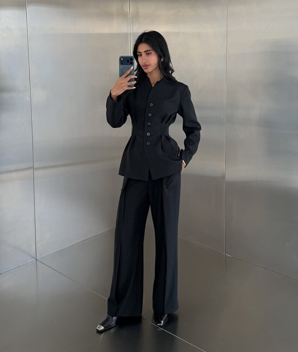 6 Buttons Blazer Waist Pleated