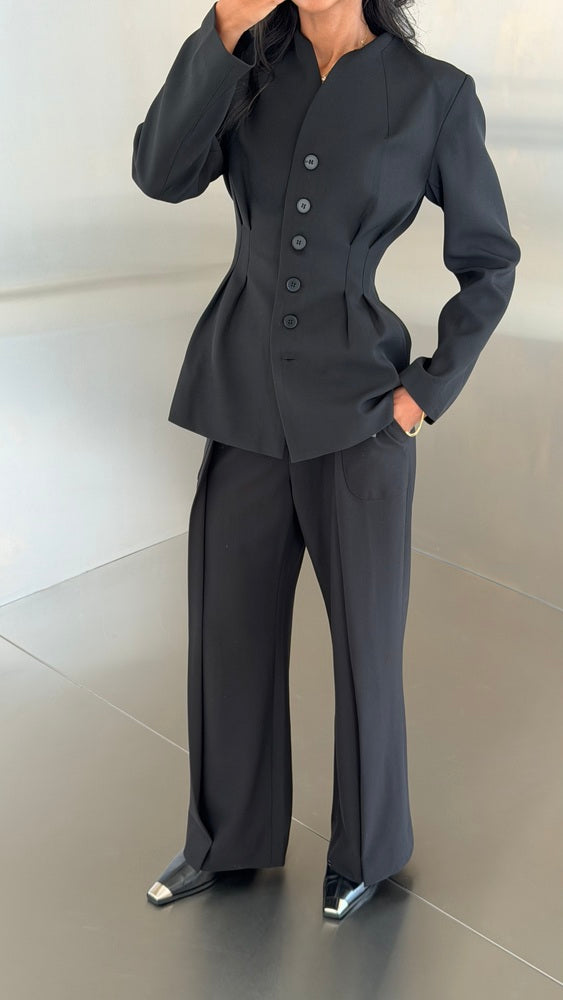 6 Buttons Blazer Waist Pleated