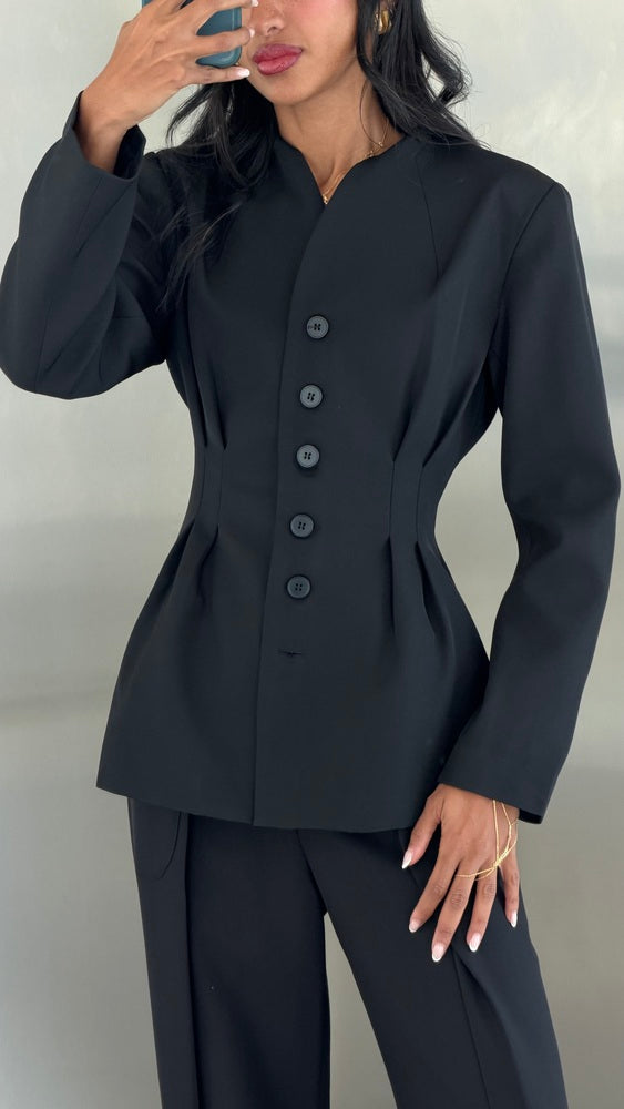 6 Buttons Blazer Waist Pleated