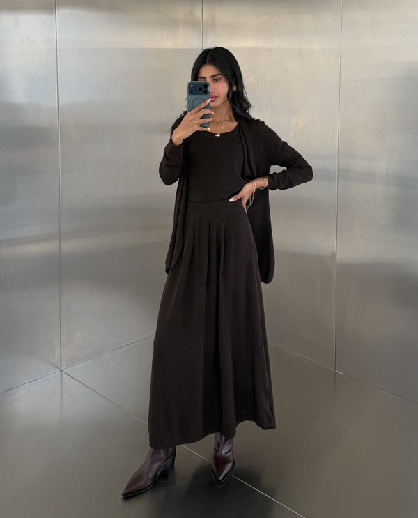3PC TankTop Knitted Skirt Set