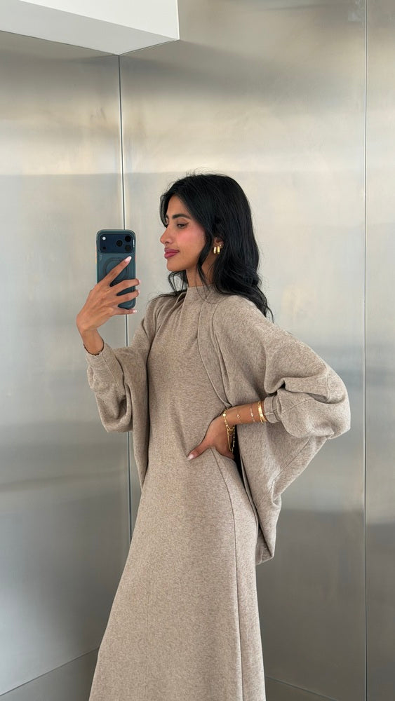 Knitted Batwing Sleeve  + Dress 2PC Set