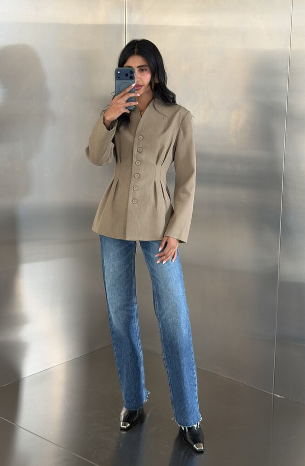 6 Buttons Blazer Waist Pleated