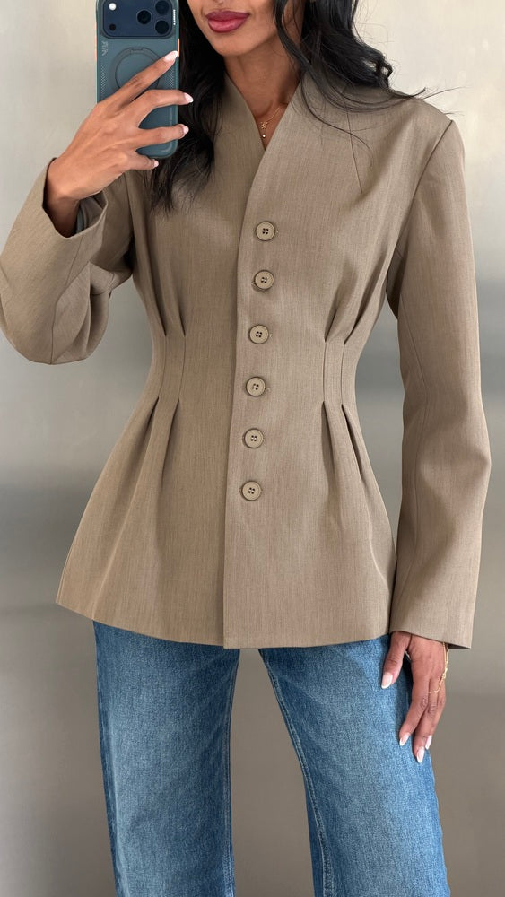 6 Buttons Blazer Waist Pleated
