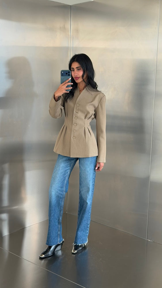 6 Buttons Blazer Waist Pleated